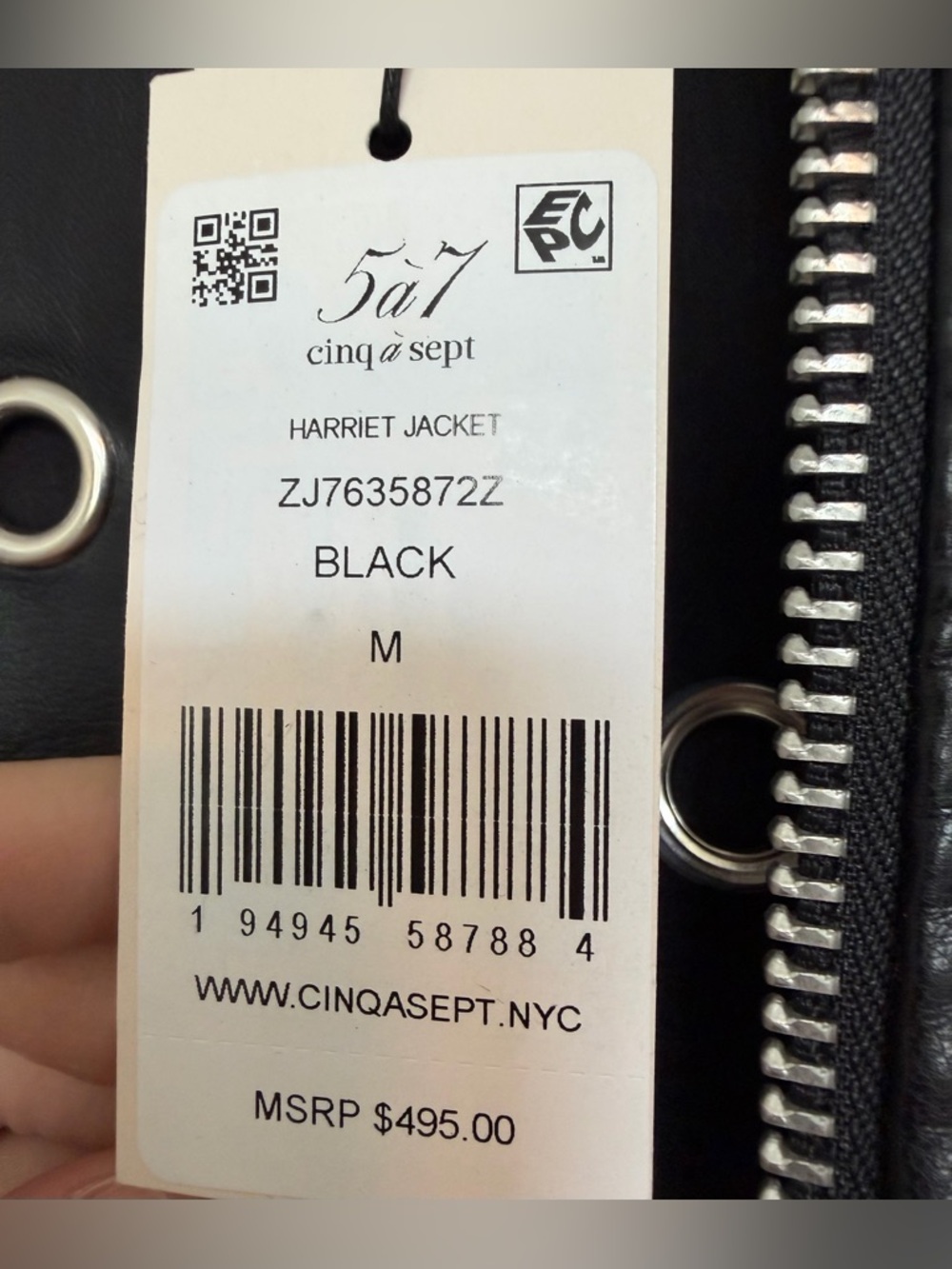 NWT Cinq a Sept Harriet Faux Leather Grommet Jacket in Black, Size Medium - Picture 11 of 11